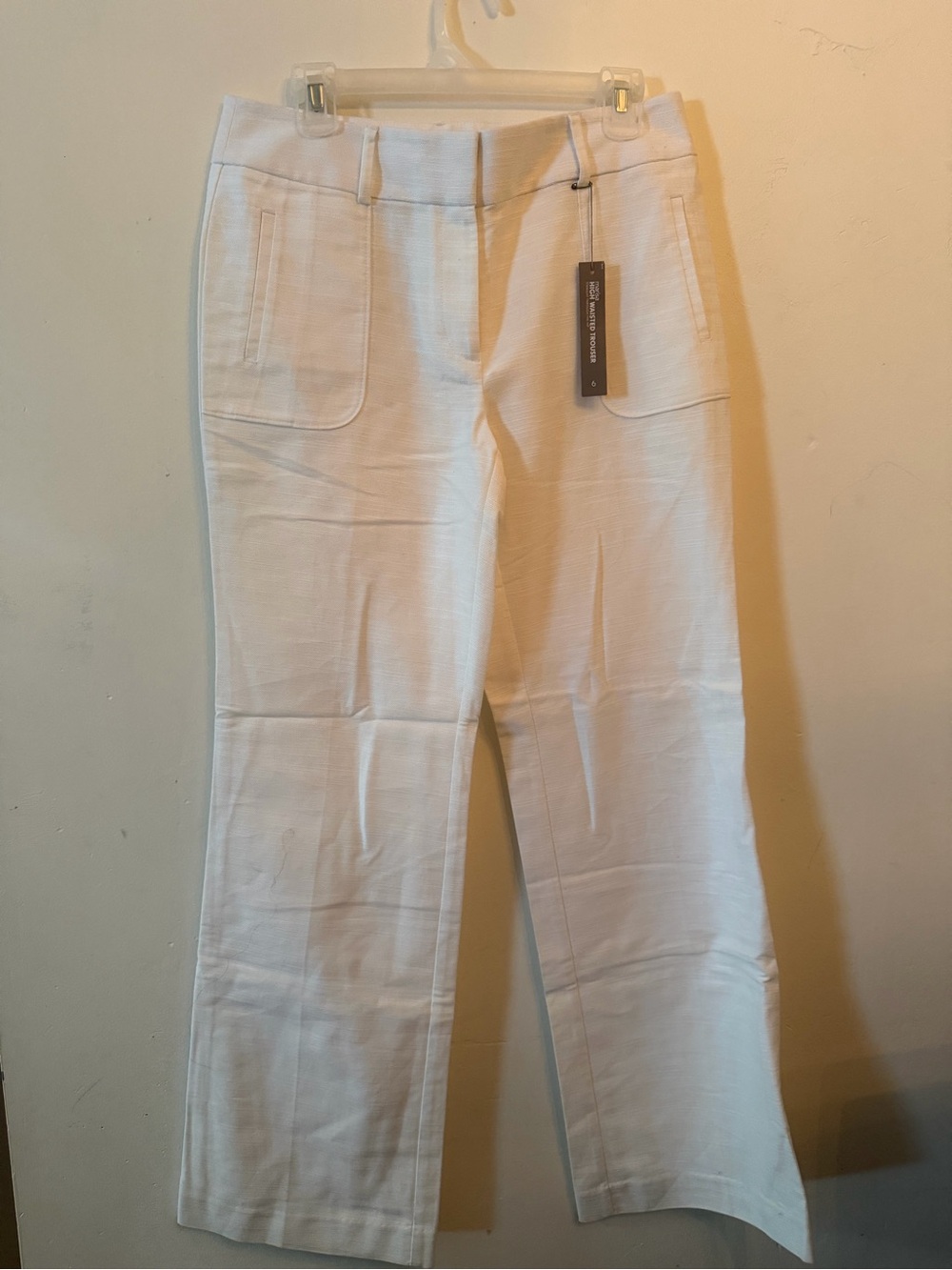 LOFT Cream Wide-Leg Trousers with Front Patch Pockets